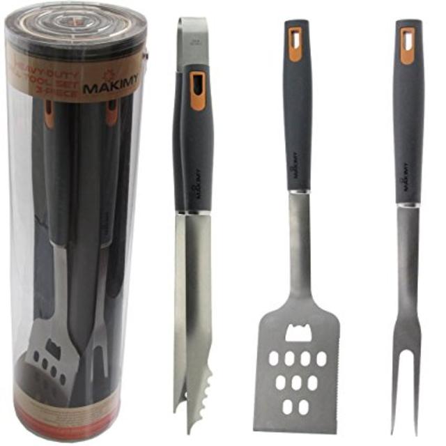 Makimy 3-Piece BBQ Tool Set - Gift Box - Best Value Grill Accessories Professional-Grade Heavy Duty Extra Strong Stainless-Steel With Non-Slip Handles on Amazon
