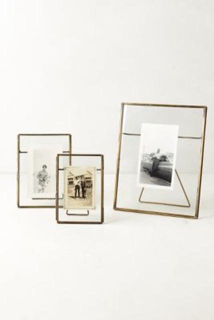 5x7" Antique Brass Pressed Glass Photo Frame
