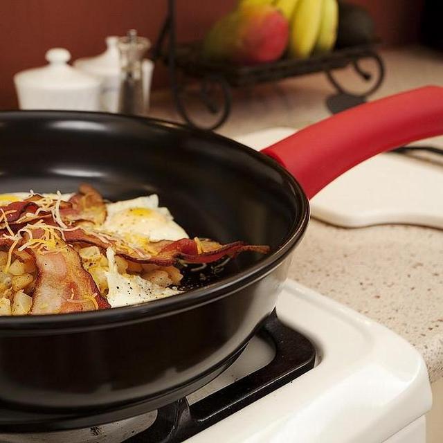 12" 100% Ceramic Skillet with Cover and Silicone Handle Potholder