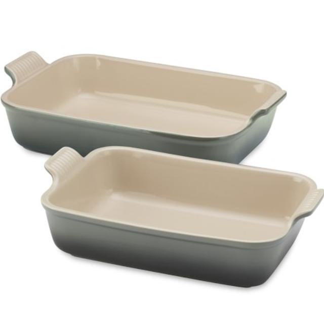 Le Creuset Heritage Stoneware Rectangular Bakers, Set of 2, Ocean