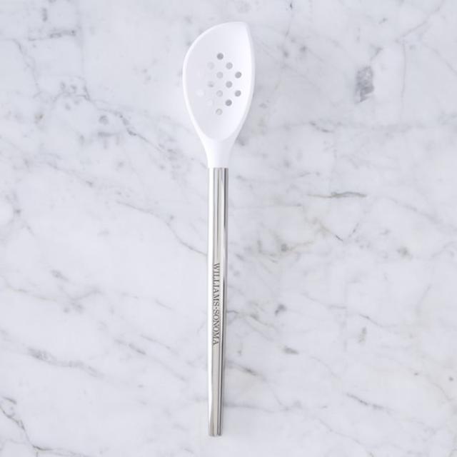 Williams-Sonoma Stainless-Steel Silicone Slotted Corner Spoon, White