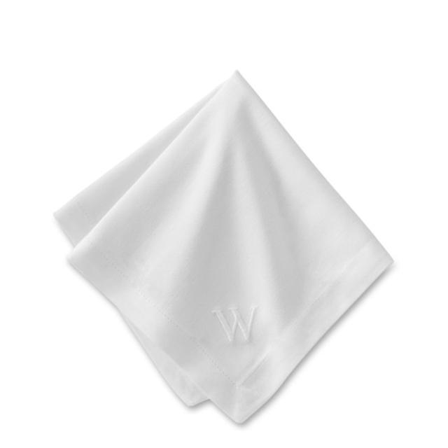 Monogrammed Hotel Dinner Napkins, White, Set of 6