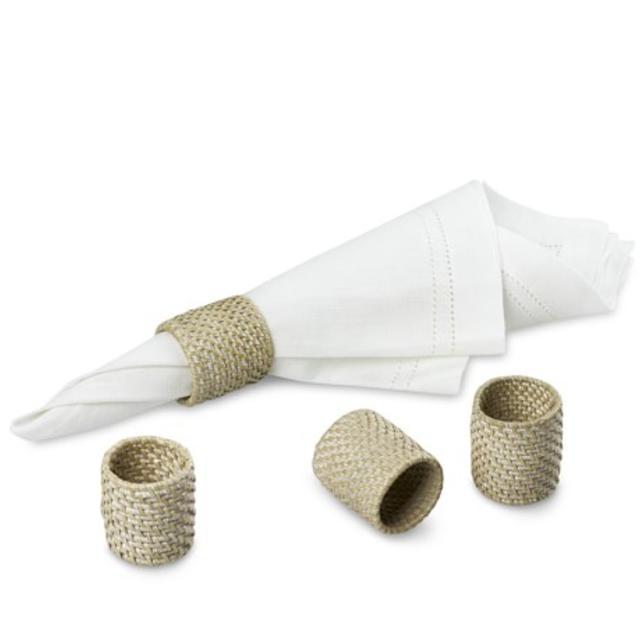 White Wash Woven Hapao Napkin Rings, Set of 4