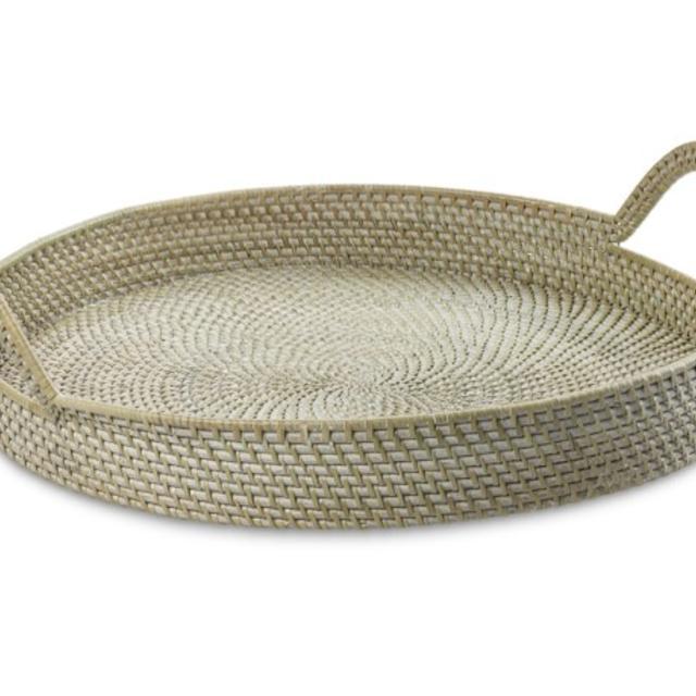 White Wash Woven Hapao Tray, Small