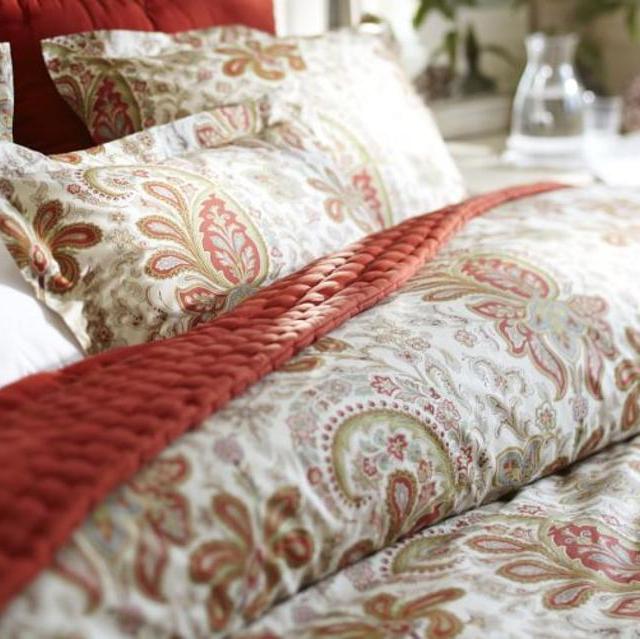 Charlie Paisley Organic Duvet Cover, King/Cal. King, Red