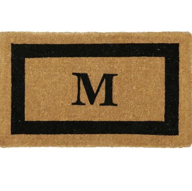 Monogrammed Doormat, 22 x 36",Black