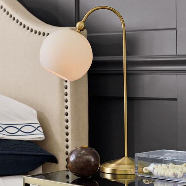 Selita Bedside Lamp, Brass and Frosted Glass