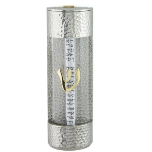 Round Wedding Shard Mezuzah - Large Pebble w/ Scroll