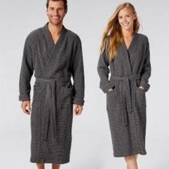 Unisex Organic Waffle Robe - L/XL (White)