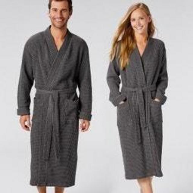 Unisex Organic Waffle Robe - Sm/M (White)