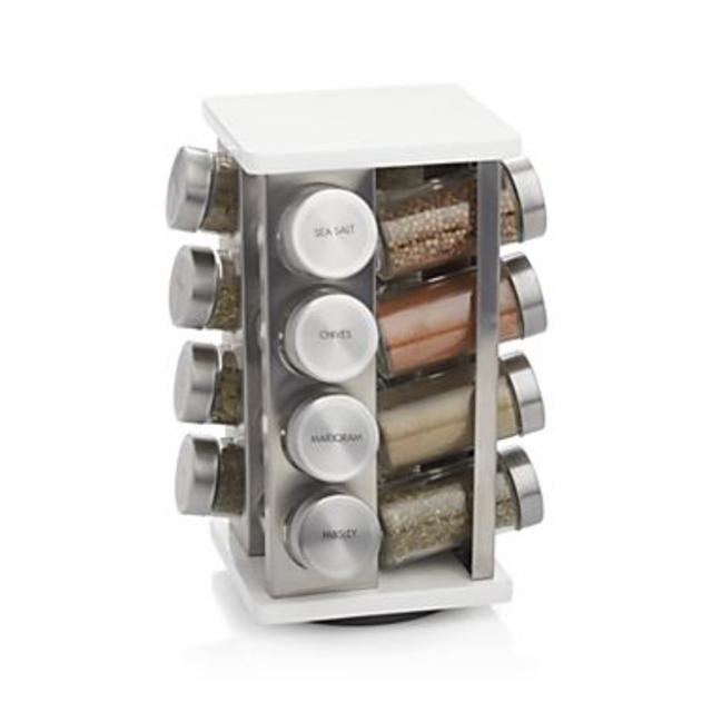 16-Bottle White Revolving Spice Rack