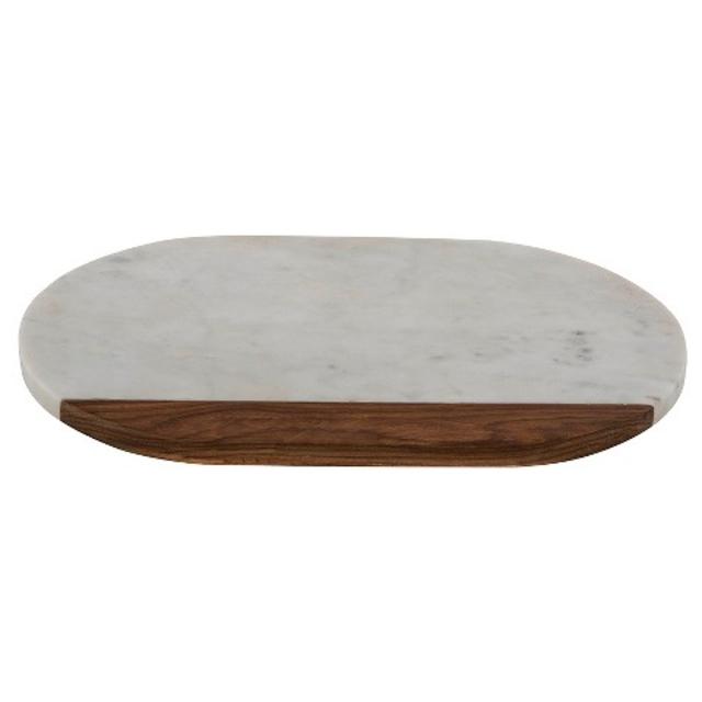 Thirstystone Oval Marble and Wood Serving Board - White/Brown product details page