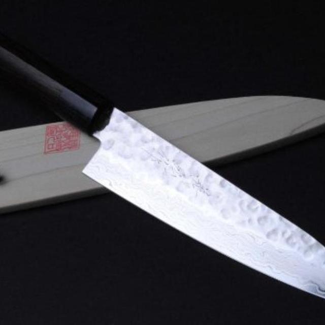 YOSHIHIRO- NSW Hammered Damascus Chef Knife Gyuto Knife Shitan handle 8.25" 210mm