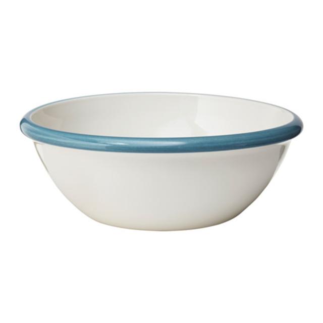 FINSTILT Serving bowl, off-white, blue