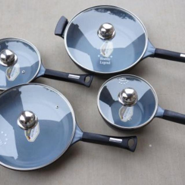 Healthy Legend Deluxe 8 Pc German Weilburger Ceramic Coating Non-stick Fry Pans and Sauce Pan Cookware set - ECO Friendly Non-toxic Cookware