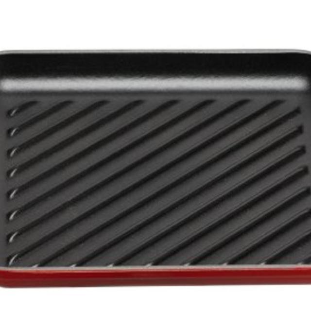 Le Creuset Enameled Cast-Iron 9-1/2-Inch Square Skinny Grill Pan, Cherry