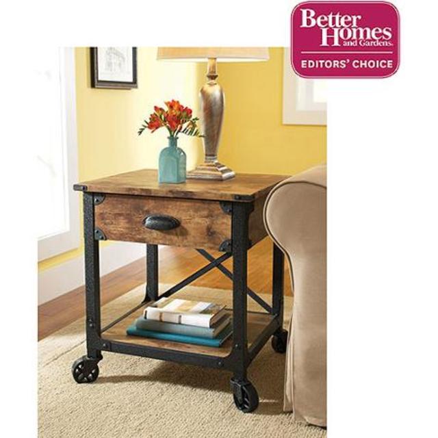 Better Homes and Gardens Rustic Country Side Table, Antiqued Black/Pine