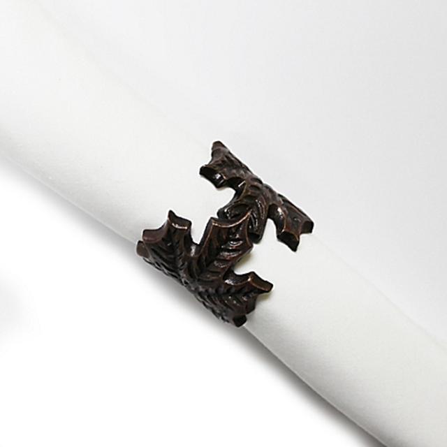 Double-Wrapped Maple Leaf Napkin Ring in Antique Copper