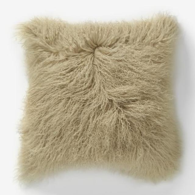 Mongolian Lamb Pillow Cover - Pebble