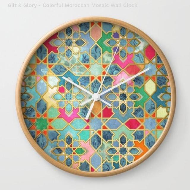Gilt & Glory - Colorful Moroccan Mosaic Wall Clock
