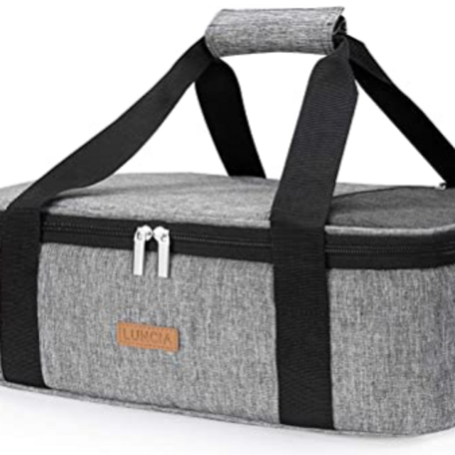 LUNCIA Insulated Casserole Carrier for Hot or Cold Food, Lasagna Lugger Tote for Potluck Parties/Picnic/Cookouts, Fits 9"x13" Baking Dish, Grey