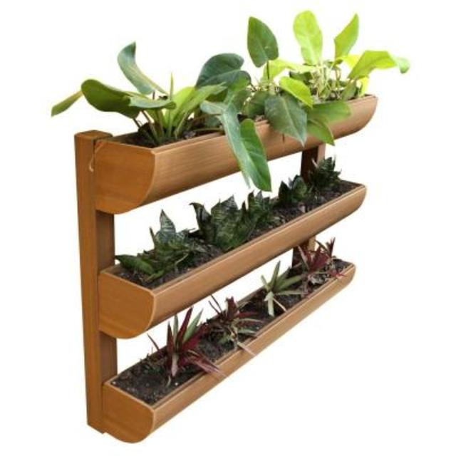 City Garden + Chem Wood + Wall Planter 3 Planting Containers
