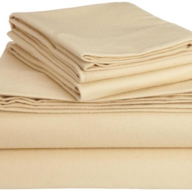 Pinzon Signature 190-Gram Cotton Velvet Flannel Sheet Set, Queen, Chamois