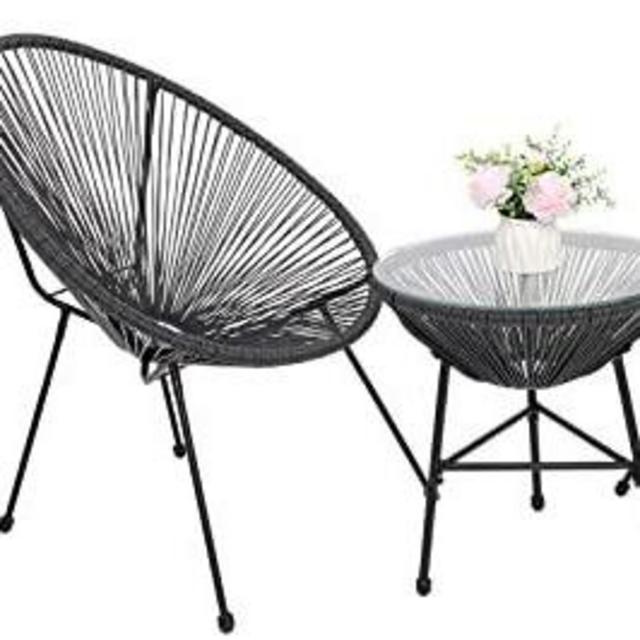 3 Pieces Rattan Patio Bistro Set