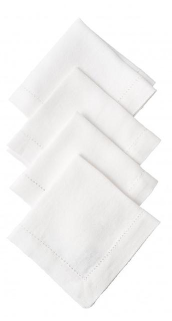 Juliska - White Heirloom Linen Cocktail Napkins (Set of 4)