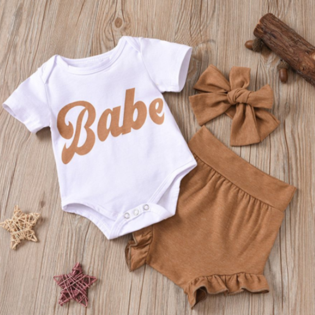 3pcs Ruffle Short-sleeve Set