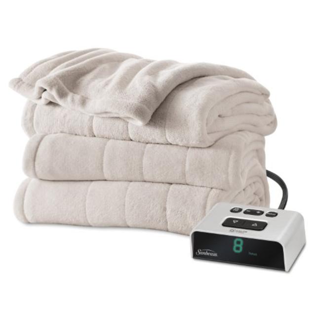 Sunbeam Microplush Heated Blanket, Queen, Seashell, BSM9BQS-R757-16A00