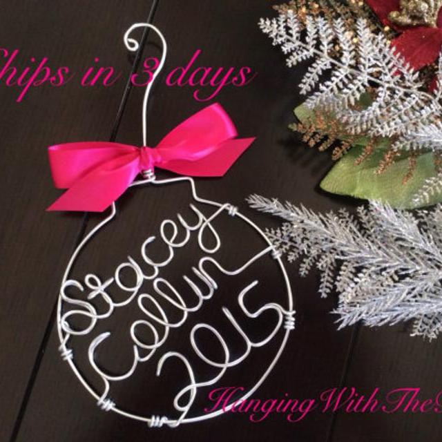 Personalized Ornament, Wire Name - Christmas Gift, Custom name ornament, couple gifts, couple ornament