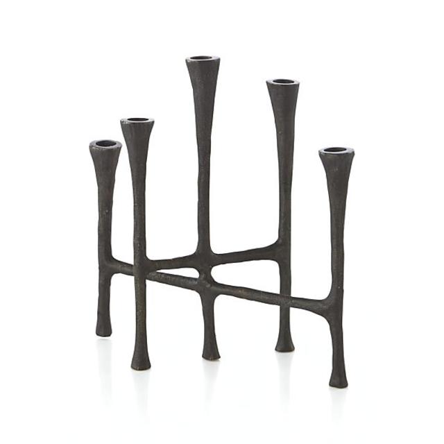 Rustic Bronze Metal Centerpiece Taper Candle Holder
