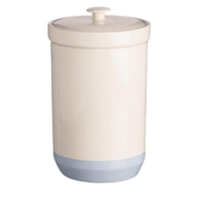 Mason Cash Bakewell Stoneware Coffee and Flour Jar, 143-Fluid Ounces, Cream, Blue