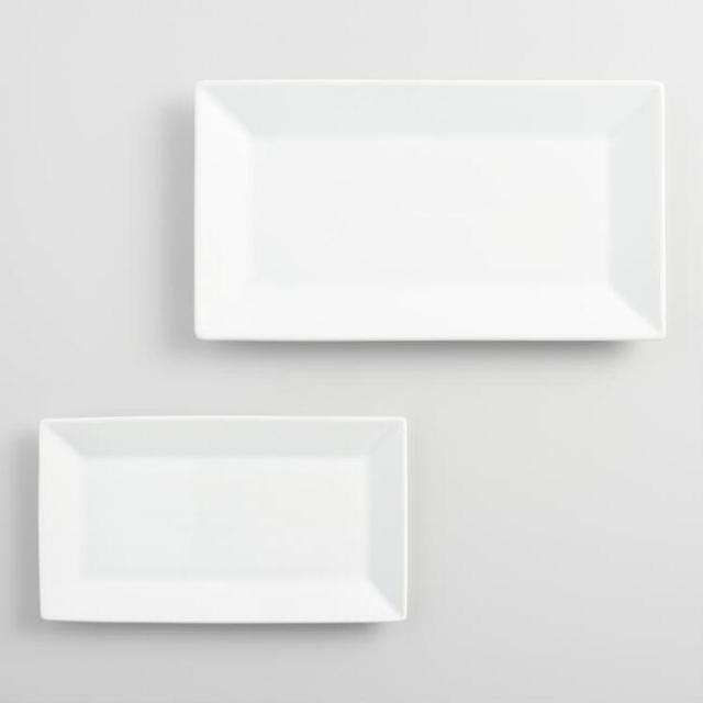 White Rimmed Rectangle Platters
