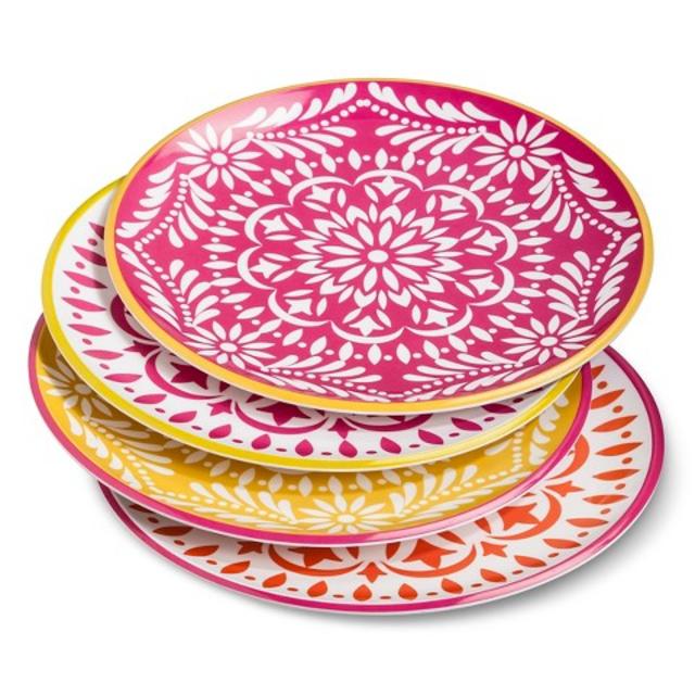 Mudhut Marika Dinner Plates Set of 4 - Pink/Red product details page