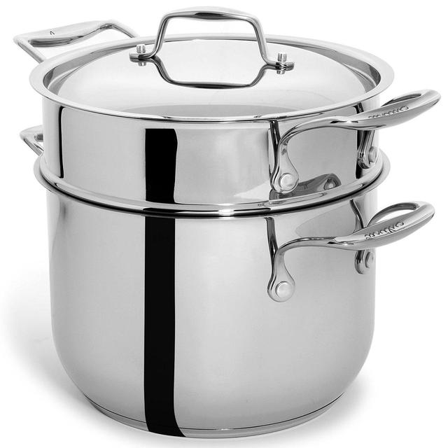 Culina 6 Quart Pot Cookware with Pasta Insert and Lid, 18/10 Heavy Gauge Stainless Steel, Silver, Dishwasher Safe