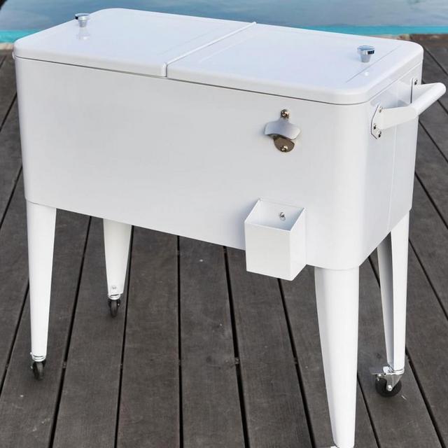 Permasteel 80 Quart Portable Rolling Patio Cooler, Blue