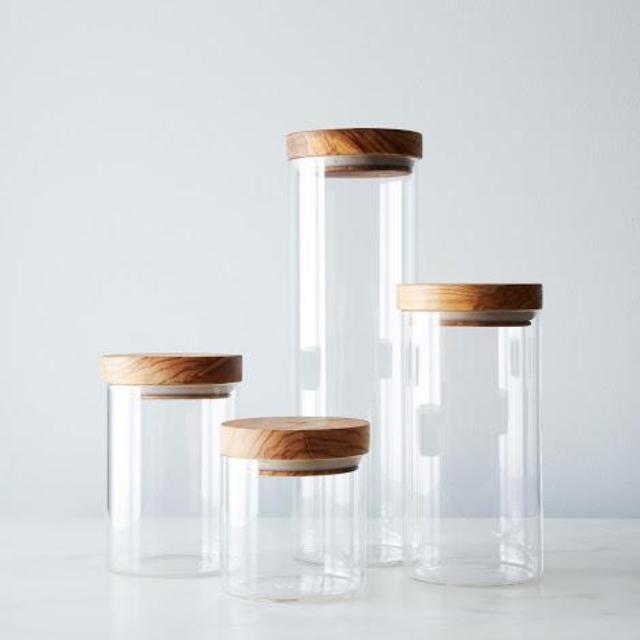 Glass Jars with Wood Lids (Set of 4)