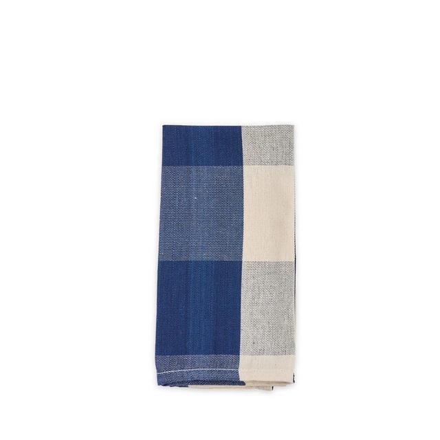 Cotton Check Napkin in Navy Blue and Off White
