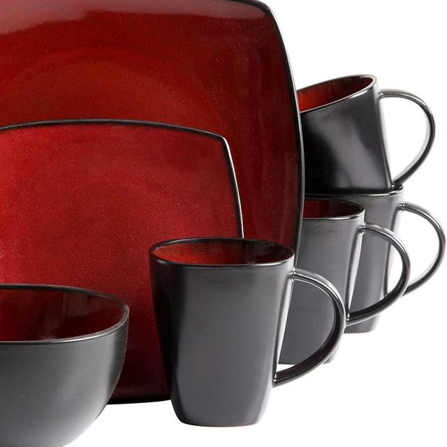 16-Piece Square Reactive Glaze Dinnerware Set