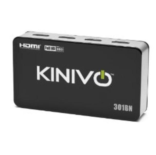 Kinivo 301BN Premium 3 port High speed HDMI switch with IR wireless remote and AC Power adapter - supports 3D, 1080p