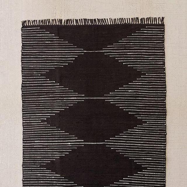 Connected Stripe Rag Rug - 2x3 - Black & White