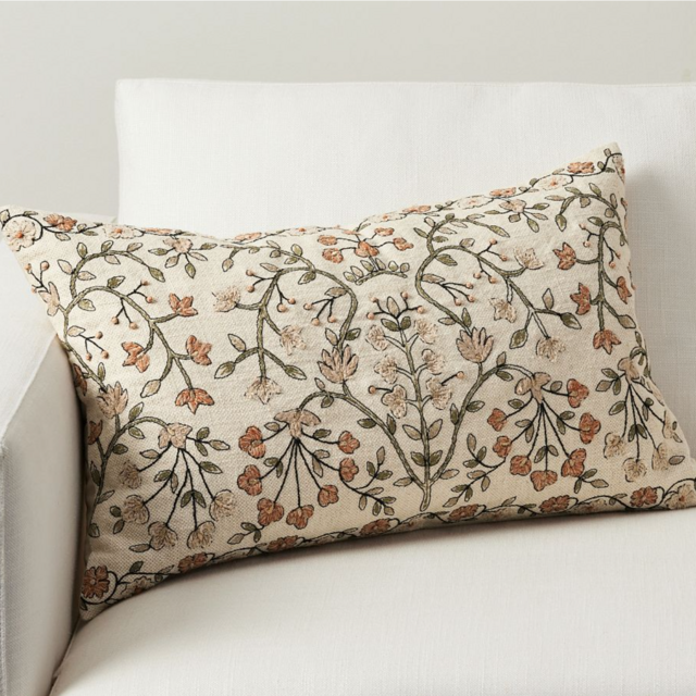 Zea Embroidered Lumbar Throw Pillow