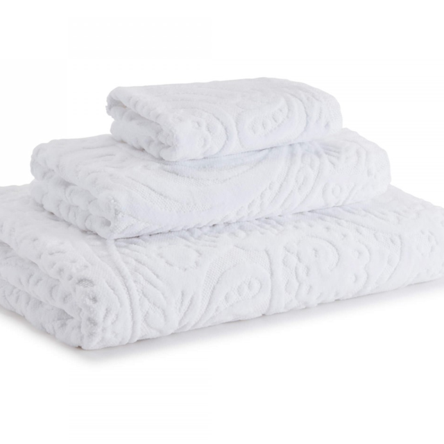 Francesca Sculpted Paisley Wash Towel White