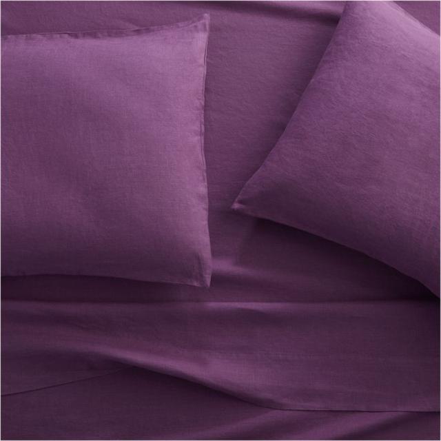 Lino II Purple Linen Queen Sheet Set