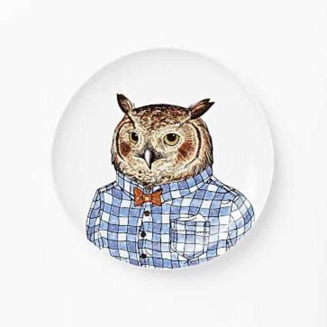 Dapper Animal Salad Plate, Owl