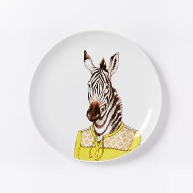 Dapper Animal Salad Plate, Zebra