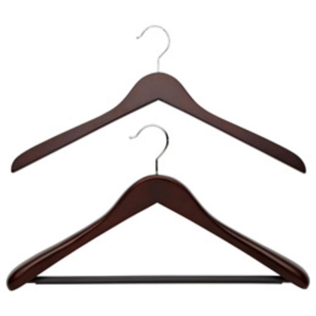 Superior Oversized Coat Hanger with Ribbed Bar Walnut Hardwood Hangers