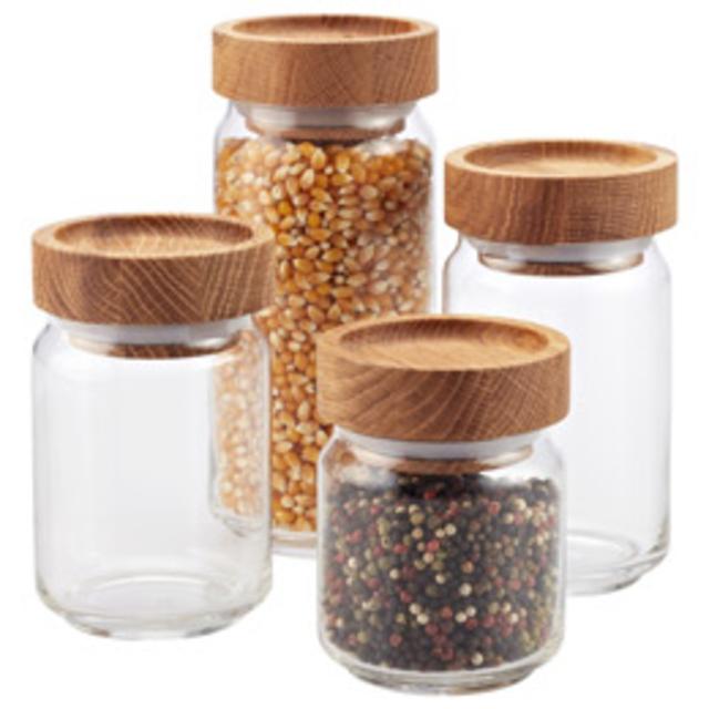 25.4 oz Artisan Glass Canister with Oak Lids